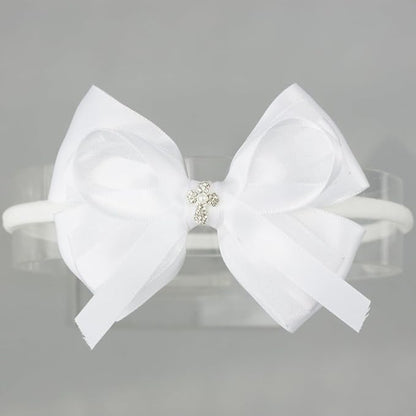 Nihao Baby White Lace Bow Big Baptism Headband for Baby Girls -1 PCS