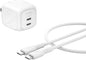 Belkin 2-Port USB C Charger Block 50W, Dual-Port GaN Charger w/ 2X USB C Ports & Included 1M C-C Cable, Fast Charging for MacBook, iPhone, iPad, Chromebook, Galaxy, Pixel - Travel Essentials - White