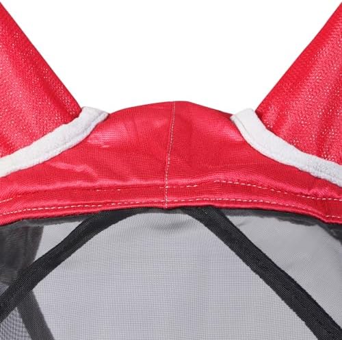 Harrison Howard CareMaster Pro Luminous Horse Fly Mask Large Eye Space Long Nose with Ears UV Protection for Horse Red XL Extra Full