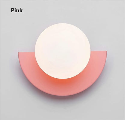 Bedside LED Macaron Room Wall Lamp Minimalist LivingRoom Background Decoration Sconce Colorful Lighting(Pink)