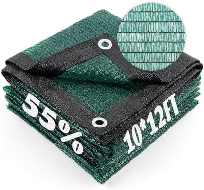 Cool Area Sun Shade Cloth with Grommets for Garden, 55% 10x12ft, Dark Green