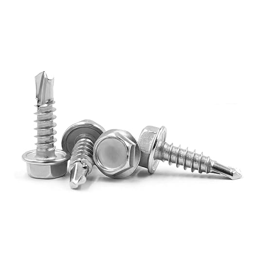 #14 x 3-1/2" (20 Pack) Hex Washer Head Self Drilling Screws, Self Tapping Sheet Metal Tek Screws, 410 Stainless Steel