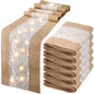 Xinnun 6 Pack Burlap Table Runner with Warm LED Lights,Rustic Lace Wedding Table Decor,Boho Farmhouse Jute Runner for Reception Bridal Shower Party(Classic,12x108 Inches) - size: 12X108 Inches, style: Classic