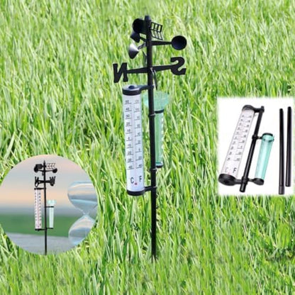 GALPADA 2 Sets 3-in-1 Outdoor Weather Station Measuring Wind Direction and Rainfall with Thermometer, Plastic Material for Garden Decoration and Farm Planting