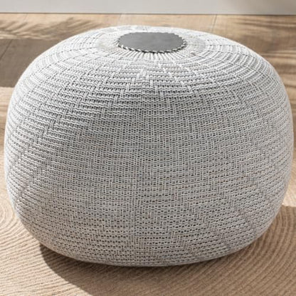 Large Ottoman Foot Stool, Knitted Foot Rest, Round Pouf Chair, Modern Living Room Furniture Bean Bag, Room Decor, Bedroom Footstool, Boho Pouffe, Home Decor Poof, 20" W x 15" H, Gray