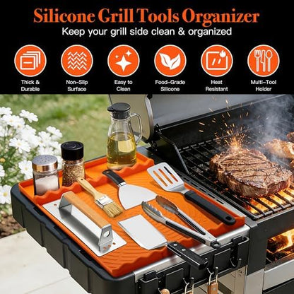 Silicone Grill Mat for Blackstone Griddle Accessories (Orange)