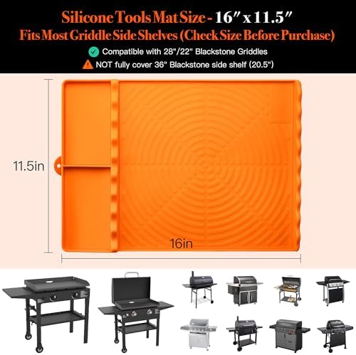 Silicone Grill Mat for Blackstone Griddle Accessories (Orange)