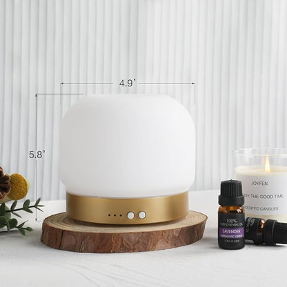 Essential Oil Diffusers for Large Room 280ml Aromatherapy Diffuser for Home - Glass Cover, 4 Timers, Auto Shut-Off, Adjustable Lights, No Beep