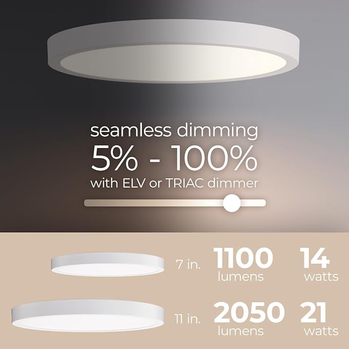 Builder Essential Round LED 11in Flush Mount 21W 2,050 Lumens with 5-CCT Selectability 2700-3000-3500-4000-5000K in Brushed Nickel