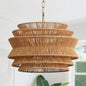 6-Light Boho Rattan Chandelier, 17.7 inch Hand Woven Farmhouse Hanging Light Fixture, Rustic Woven Ceiling Lamp for Kitchen Island, Dining Room, Living Room & Foyer - color: 17.7" Brown