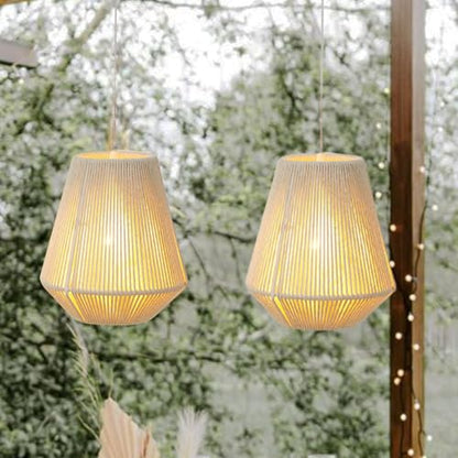 JHY DESIGN Set of 2 Battery Powered Lamp 8" H Braided Cotton Rope Decorative Pendant Lamp Battery Light with 6 Hours Timer for Bar Bedroom Patio Indoor Outdoor Living Room - size: 8 inches, Set of 2