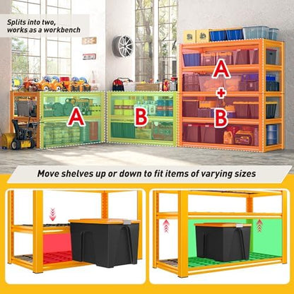 REIBII Orange Garage Shelving 2-Pack Heavy Duty Storage Shelves for Pantry