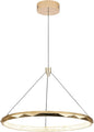 HEYAN Modern Gold Ring Chandelier, 24-Inch Faceted Geometric LED Pendant Light, Dimmable 3-Color Changeable Island Lighting, 36W Luxury Acrylic Crystal-Effect Ceiling Fixture for Dining Room & Kitchen