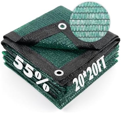 Cool Area Sun Shade Cloth with Grommets for Garden, 55% 20x20ft, Dark Green