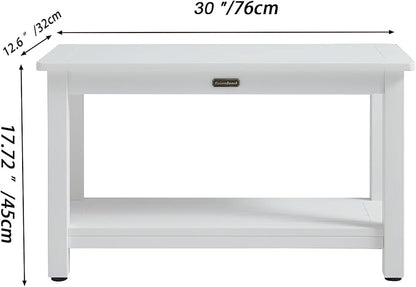 30'' Heavy Duty Shower Bench for Inside Shower, White Poly Bath Stool for Shaving Legs, Waterproof Spa Bath Chair Seat with Adjustable Feet, Non-Slip, Weight Capacity 700LBS (30 x 13 Inches)