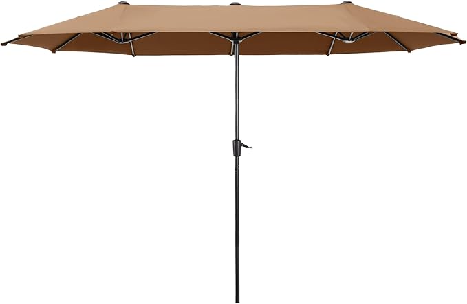 HERA'S PALACE 13 ft Large Patio Umbrella Double-Sided Outdoor Market Umbrella for Poolside Lawn Garden Powerful UV Protective, Tawny