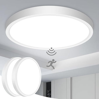slochi 2 Pack Motion Sensor Light Indoor Wired, 5000K Closet Lights Motion Sensored, 15W 1500LM 7 Inch LED Ceiling Light Fixture for Doorway Hallway Stairwell Porch, White