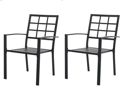 Outdoor Dining Chairs Set of 2, Metal Frame Stackable Patio Dining Chairs with Armrest, Wrought Iron Patio Bistro Chairs for Lawn, Backyard, Garden, Porch