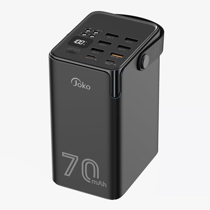 JOKO 70000mAh Power Bank High Capacity 20W PD 3.0 Fast Charging 22.5W Max Large Power Bank,7 Outputs 2 Inputs,LED Display,USB-C Battery Packs for iPhone, Samsung, Outdoors，Camping