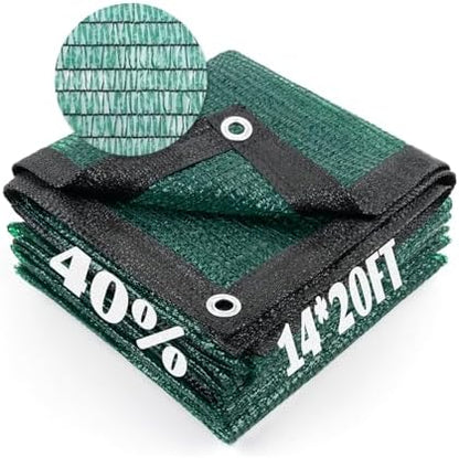 Cool Area Sun Shade Cloth with Grommets for Garden, 40% 14x20ft, Dark Green