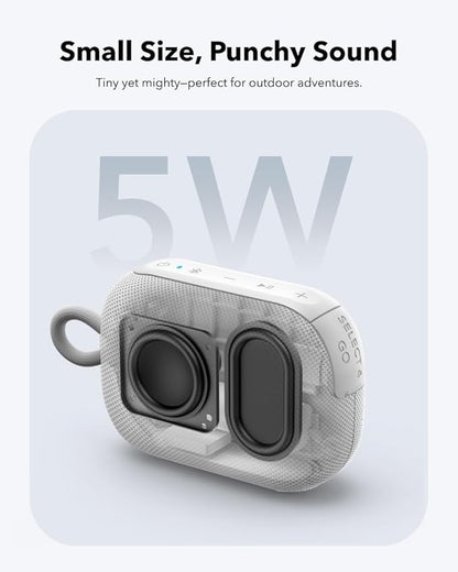 soundcore Select 4 Go Bluetooth Shower Speaker by Anker, IP67 Waterproof/Dustproof, Portable, Wireless, 20H Playtime, Floatable, Powerful Sound, Electronics for Outdoors/Home/Office/Travel/Party-White
