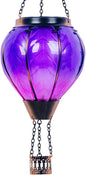 Starsoul Purple Hot Air Balloon Solar Lantern with Flickering Flame Light Glass Solar Powered Hot Air Balloon Lamp Waterproof Hanging Hot Air Balloon Led Lights