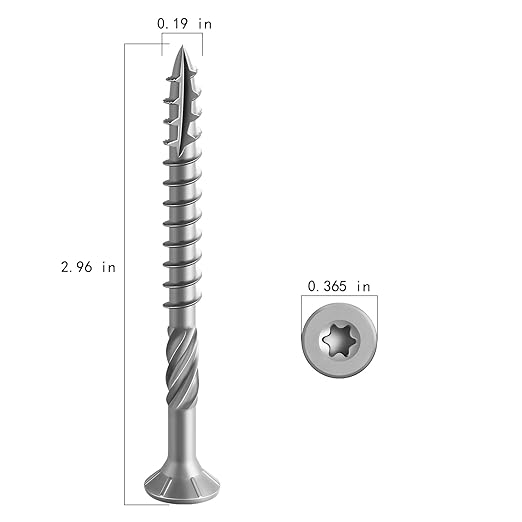 #10 * 3" 304 Stainless Steel Deck Screws, (75pcs) 1 lbs.Exterior Wood Screws, Rust Resistant Epoxy Coated, Bronze, T20 Star Bit