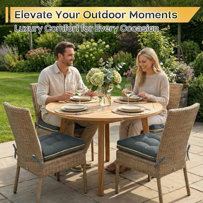 4 Pack 19x19 Inch Shredded Foam Chair Cushions with Straps - All-Season Seat Pads for Indoor/Outdoor Dining, Office, Patio, Kitchen Chairs (Gray, 19 INCH × 19 INCH) - color: Gray
