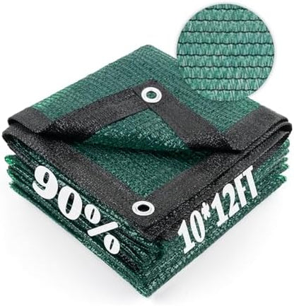 Cool Area Sun Shade Cloth with Grommets for Garden, 90% 10x12ft, Dark Green