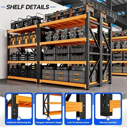 Heavy‑Duty Metal Garage Shelving Unit, 3000 LBS Total Load Capacity