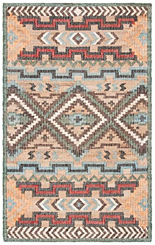 SAFAVIEH Kilim Collection Area Rug - 10' x 14', Natural & Blue, Handmade Flat Weave Jute, Ideal for High Traffic Areas in Living Room, Bedroom (KLM760M) - size: 10' x 14' (Rectangular)