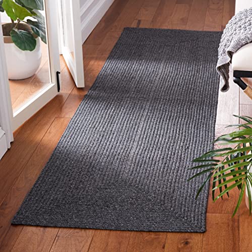 SAFAVIEH Washable Rug Outdoor Braided Collection - 2'3" x 6' Runner, Black, Handmade & Reversible, Non-Shedding & Easy to Clean, Ideal for Patio, Backyard, Mudroom (BRA201Z) - color: Black, size: 2'3" x 6' (Runner)