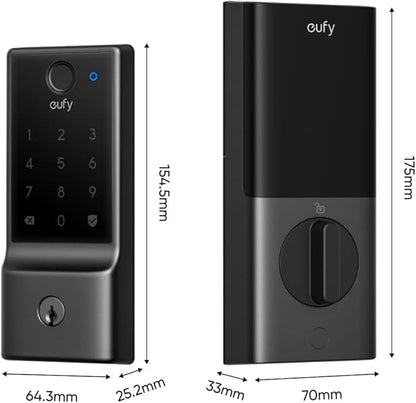 eufy Security Smart Lock E31, Fingerprint Keyless Entry Door Lock for Front Door, Built-in WiFi Deadbolt, App Control, Supports Matter, Apple Home, Alexa, Google, 10000mAh Battery, Auto Lock