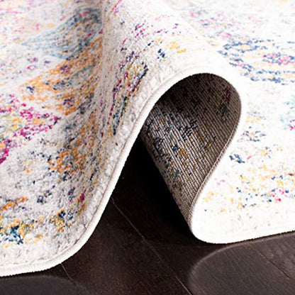 SAFAVIEH Madison Collection Runner Rug - 2'3" x 18', Cream & Multi, Boho Chic Distressed Design, Non-Shedding & Easy Care, Ideal for High Traffic Areas in Living Room, Bedroom (MAD611B) - color: Cream/Multi, size: 2'3" x 18' (Runner)