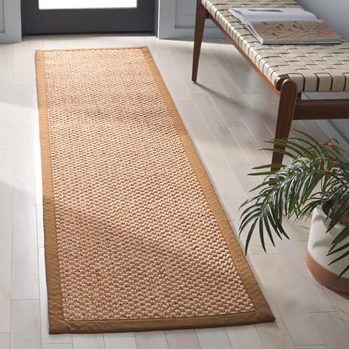 SAFAVIEH Natural Fiber Collection Runner Rug - 2'6" x 10', Natural Brown, Sisal, Woven Design with Border (NF525B) - color: Natural, size: 2'6" x 10' (Runner)