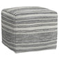 SIMPLIHOME Carina Contemporary Square Woven Pouf in Black Melange, White Wool for the Living Room, Bedroom and Kids Room - color: Black Melange, White, style: Wool Pouf