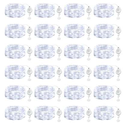 Brightown 24 Pack White LED Fairy Lights Battery Operated String Lights, 7ft 20LED Waterproof Silver Wire String Lights, Firefly Starry Moon Lights for Mason Jars DIY Christmas Wedding Party Bedroom - color: White, size: 24 Pack