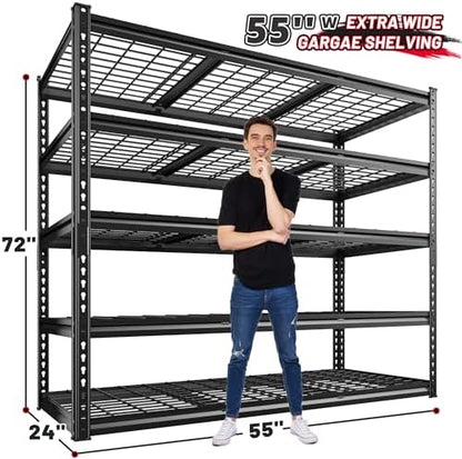 REIBII 5 Tier Heavy Duty Garage Shelving for Basement Warehouse Pantry