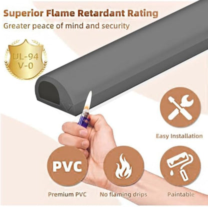 RPXRPXSide Open One Cord Cable Raceway Wire Cover for Cords, Our Cable Track is Best Suited for one Wire (Diameter <0.27"),Wire Raceway Management Cable Concealer Channel (Grey, 390in)
