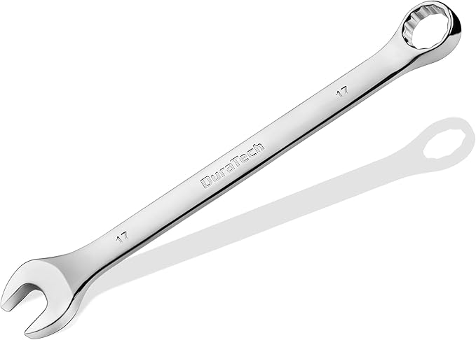 DURATECH 17mm Combination Wrench, Metric, CR-V Constructed with Mirror Polish, 12-Point, 15-Degree Offset