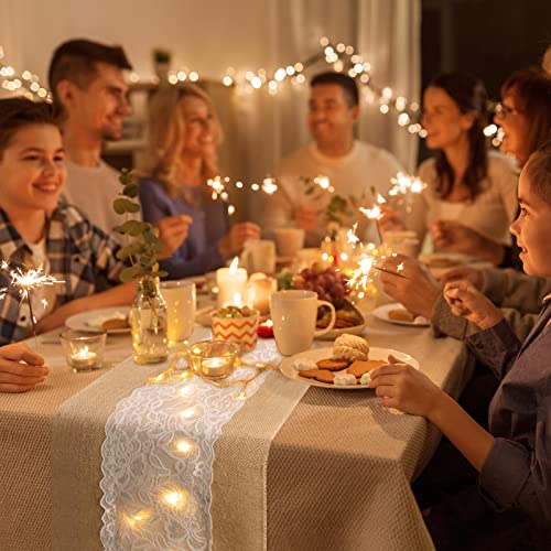 Xinnun 6 Pack Burlap Table Runner with Warm LED Lights,Rustic Lace Wedding Table Decor,Boho Farmhouse Jute Runner for Reception Bridal Shower Party(Classic,12x108 Inches) - size: 12X108 Inches, style: Classic