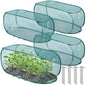 Threehoney 4 Pcs 39" x 18" x 16" Pop up Garden Mesh Plant Cover Outdoor Plant Protector Garden Row Raised Bed Cover with Ground Nails Crop Cage Net for Seedlings Vegetable Fruit Herbs (Dark Green)
