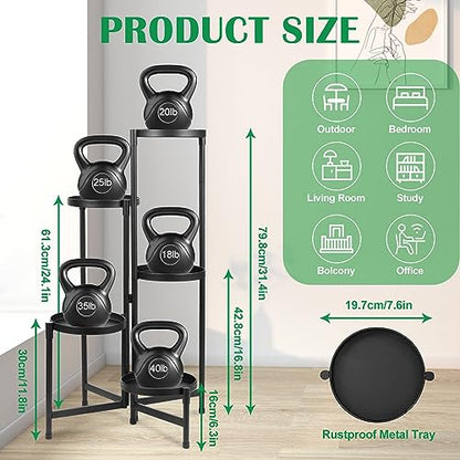5 Tier Metal Plant Stand for Indoor Outdoor, Black | Foldable, Toolless Assembly, Flexibly Adjustable, Waterproof, Antislip