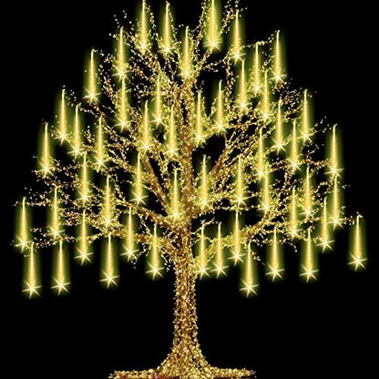 Christmas Lights Outdoor Icicle Lights Snowfall Meteor Shower Rain Light Christmas LED Decoration Falling Drop String Light 8 Tubes 288 LEDs (Warm White, 30cm), 1 Pack