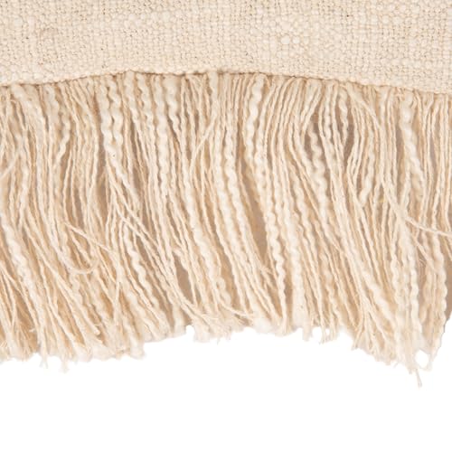 Bloomingville Embroidered Cotton Lumbar Pillow with Fringe, Earthen Multicolors - color: Hunter Green, Yellow, Brown, Orange