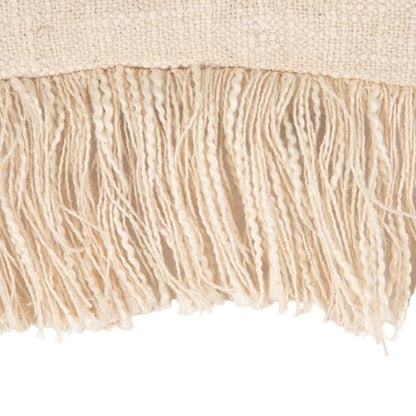 Bloomingville Embroidered Cotton Lumbar Pillow with Fringe, Earthen Multicolors - color: Hunter Green, Yellow, Brown, Orange