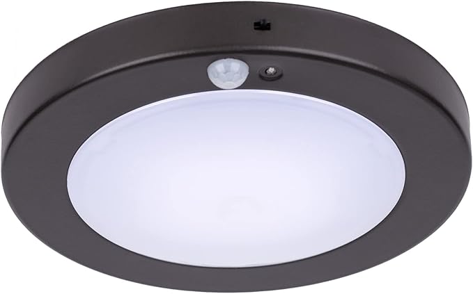 LIT-PaTH LED Flush Mount Ceiling Light, Closet Lighting Fixture with Motion Sensor and Dusk to Dawn, 10.5W, 800 Lumen, 6.2 Inch, Anti-Rust Galvanized Housing, Bronze Finish 3000K 1-Pack