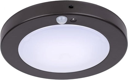 LIT-PaTH LED Flush Mount Ceiling Light, Closet Lighting Fixture with Motion Sensor and Dusk to Dawn, 10.5W, 800 Lumen, 6.2 Inch, Anti-Rust Galvanized Housing, Bronze Finish 3000K 1-Pack