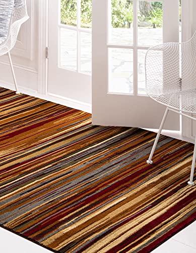 Unique Loom Barista Collection Area Rug - Icatu (5' 1" x 8' Rectangle Beige/Brown) - size: 5'1" x 8' (Rectangular)