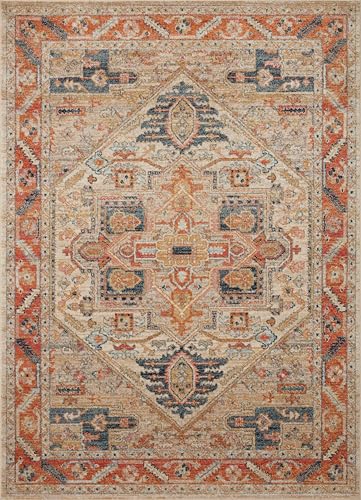 Loloi Jocelyn Collection JOC-01 Sand/Multi 6'-7" x 9'-7" .38" Thick Area Rug - color: Sand / Multi, size: 6'7" x 9'7" (Rectangular)